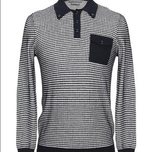 Alpha Studio, men's oven shirt, Mulberry Silk and Cashmere, black on white.